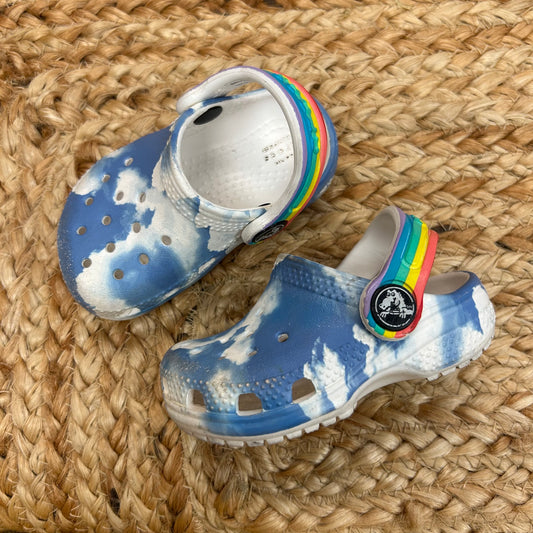 Blue Cloud Rainbow Strap Clogs