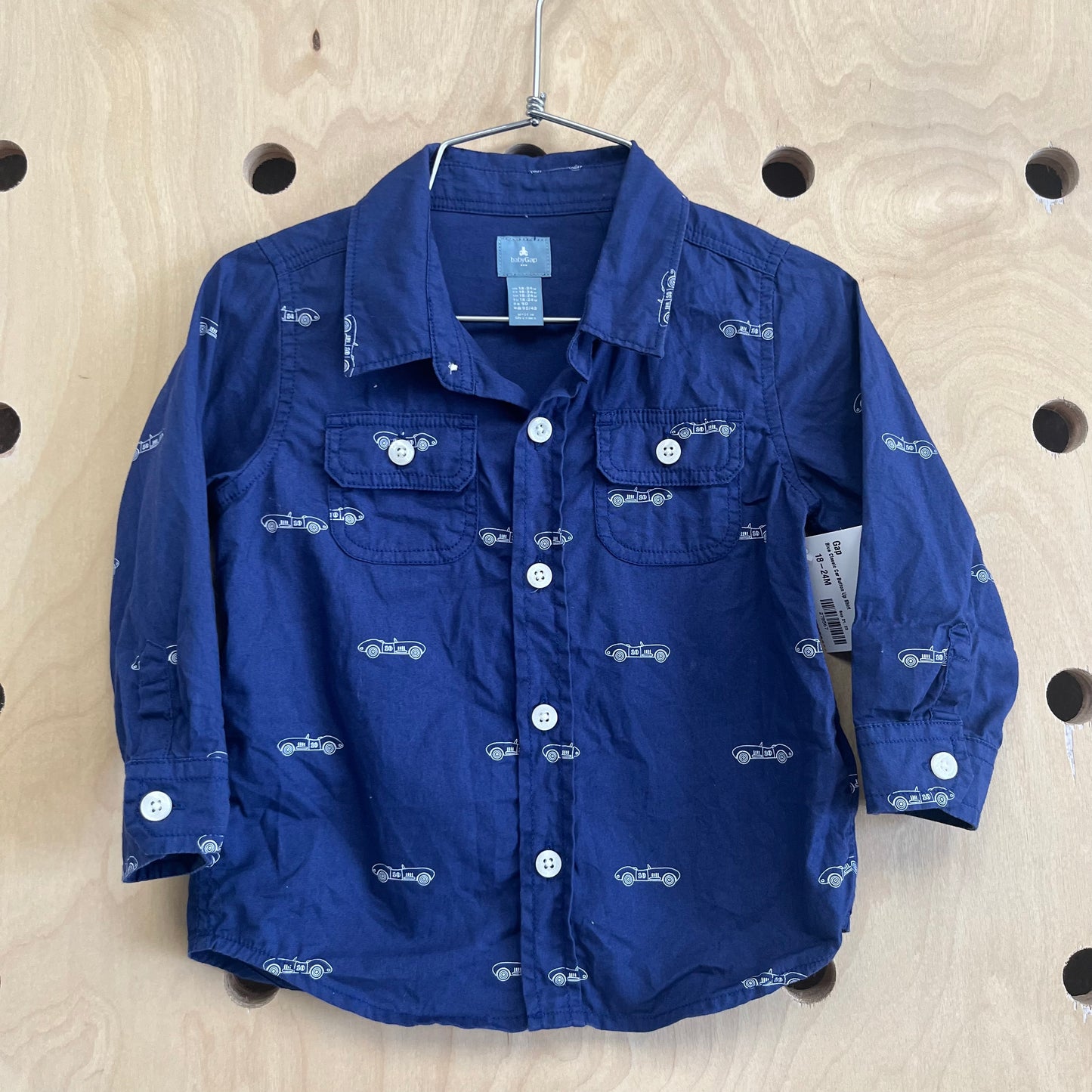 Blue Classic Car Button Up Shirt
