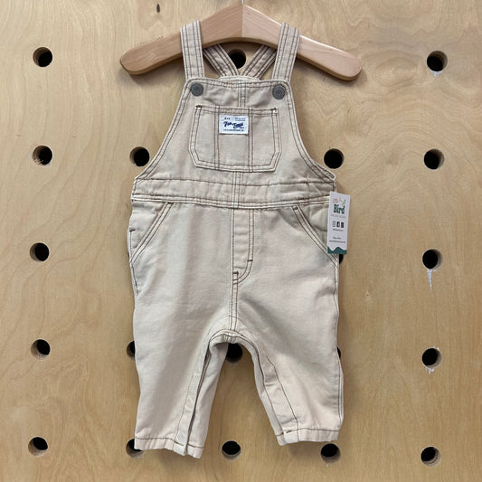 Beige Fun Times Denim Overalls