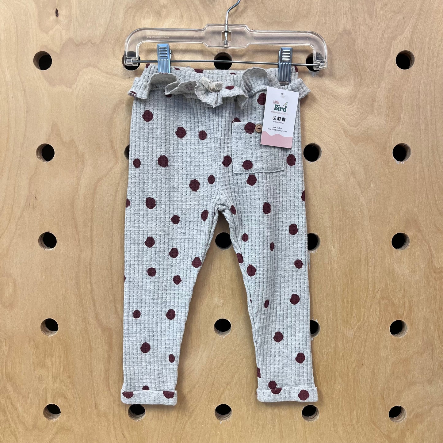 Grey + Rust Polka Dot Waffle Pants NEW!