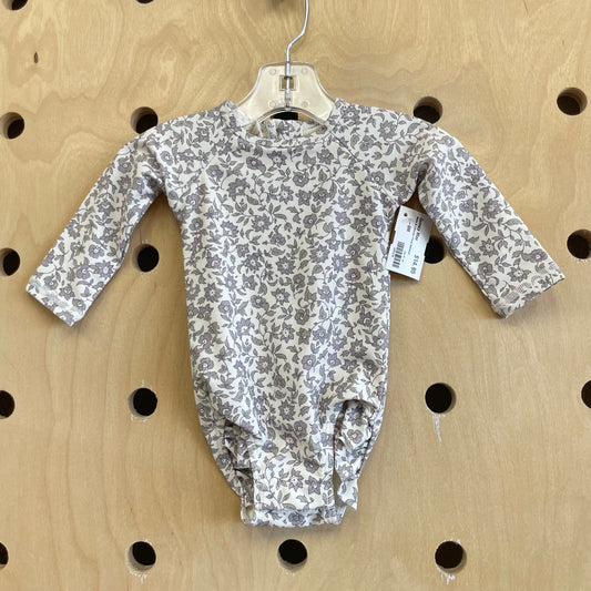 White & Lavender Floral Swimsuit
