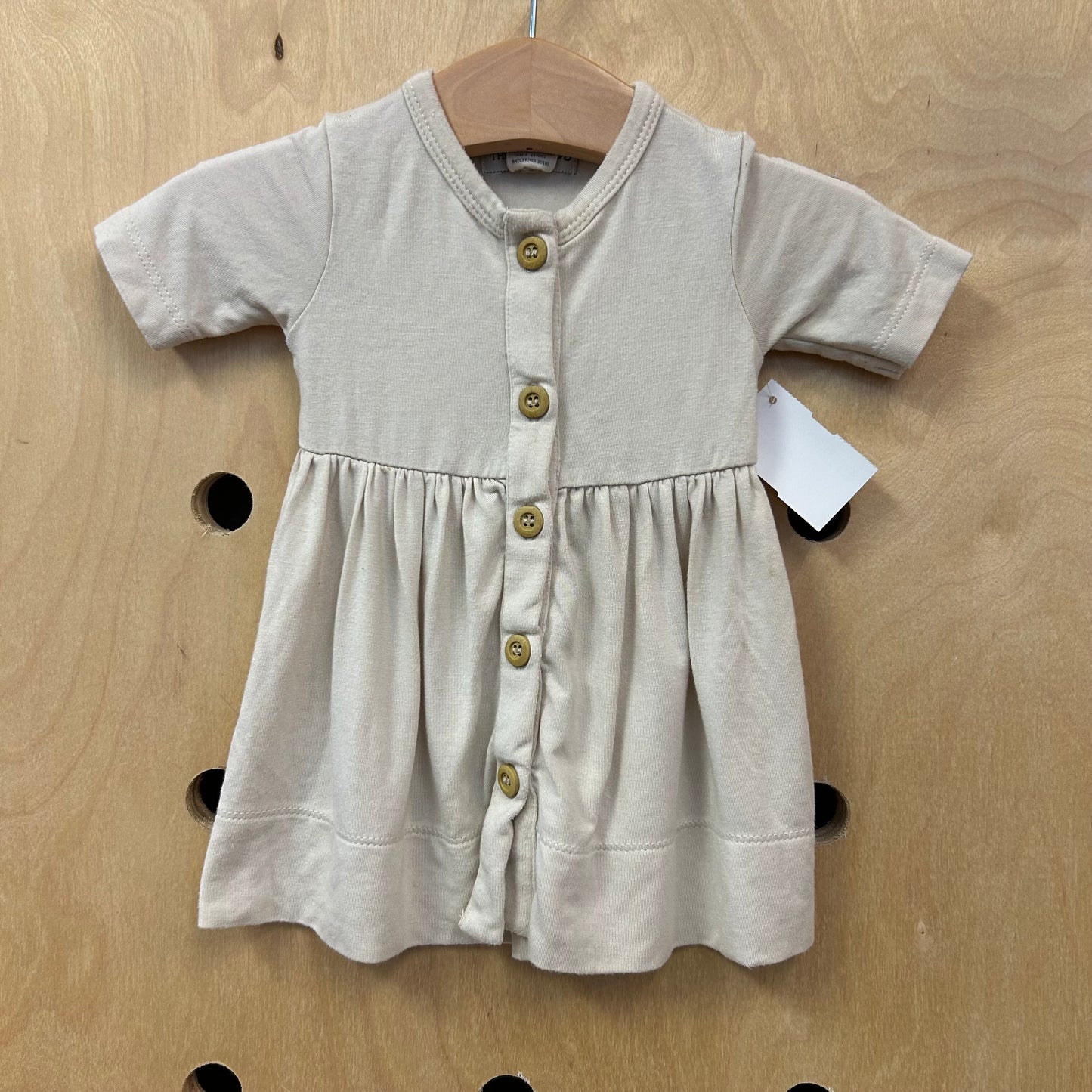 Beige Button Bamboo Dress