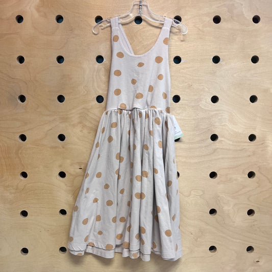 Beige Polka Dot Pinafore Dress