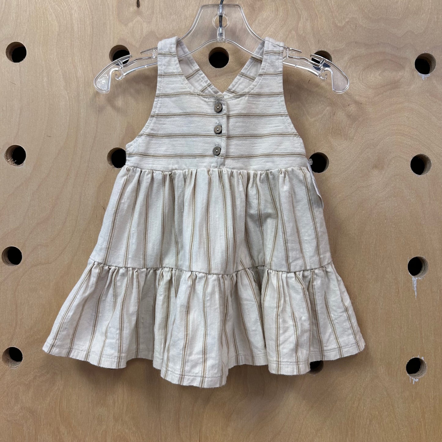 Beige & Brown Striped Dress