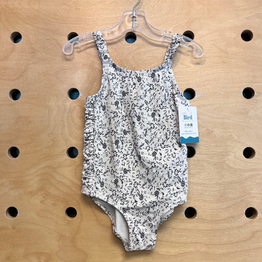 White/Black Floral Swimsuit