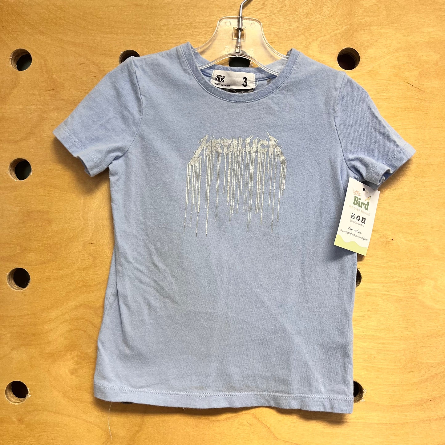 Blue /Silver Metallica Drip Tee
