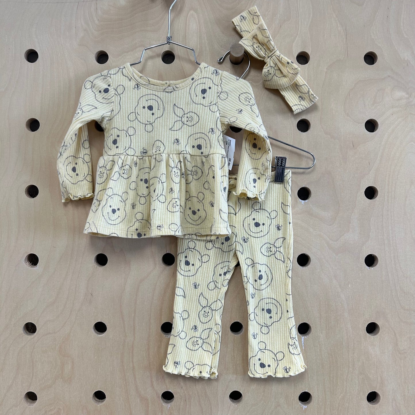 3pc Yellow Ribbed Winnie the Pooh Outfit