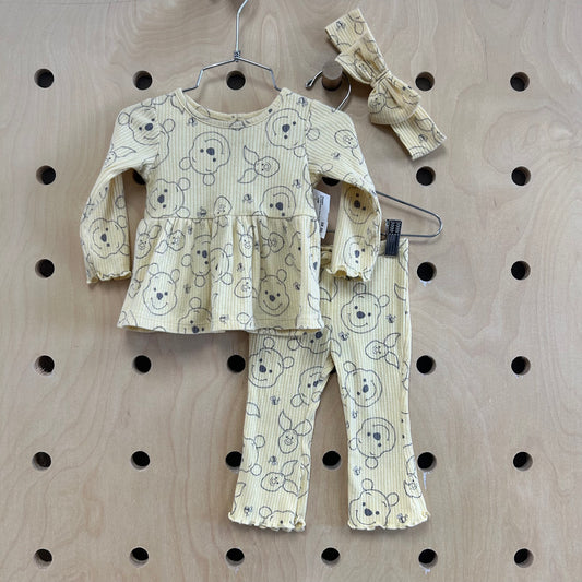 3pc Yellow Ribbed Winnie the Pooh Outfit
