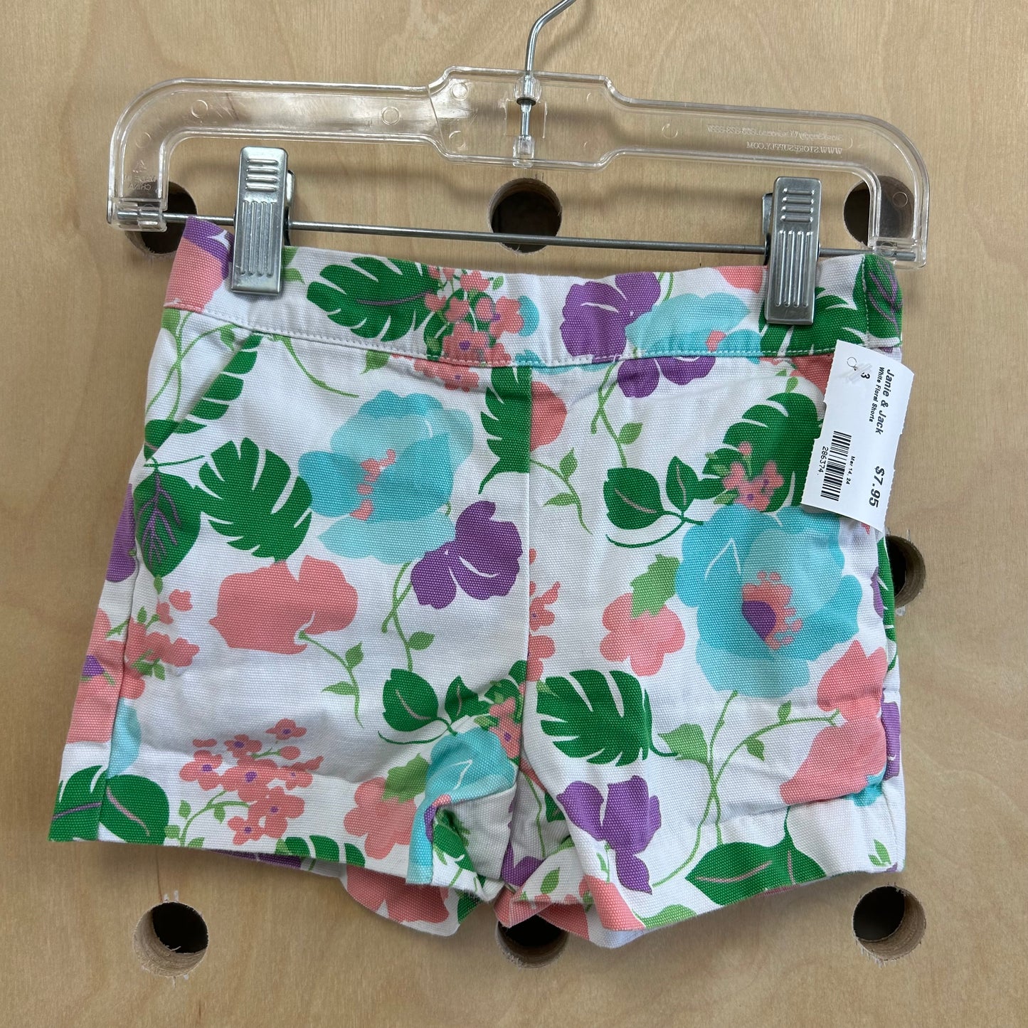 White Floral Shorts