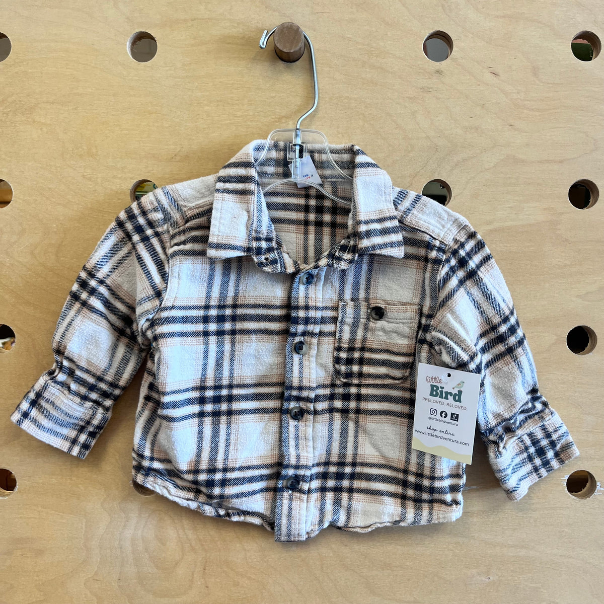 Tan/Black Plaid Button Up