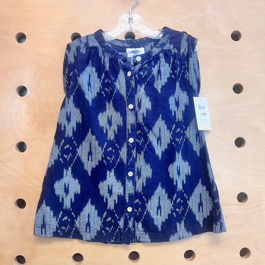 Blue Ikat Button Dress