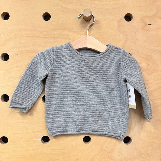 Grey Elbow Patch Knit Sweater