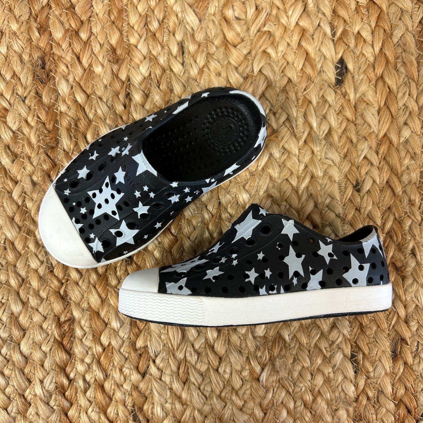Black & White Stars Perforated Slip-Ons
