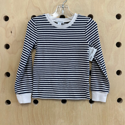 Navy+White Striped Ribbed Tee
