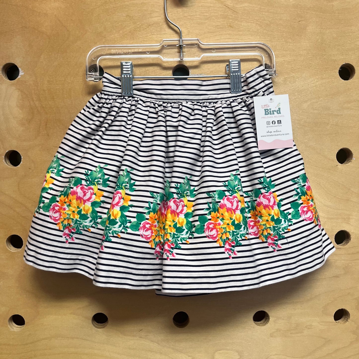 Navy/White Striped Floral Skirt