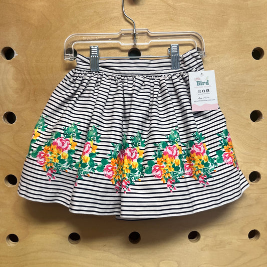 Navy/White Striped Floral Skirt