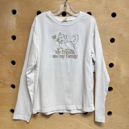 White Embroidered 'My Friends' LS