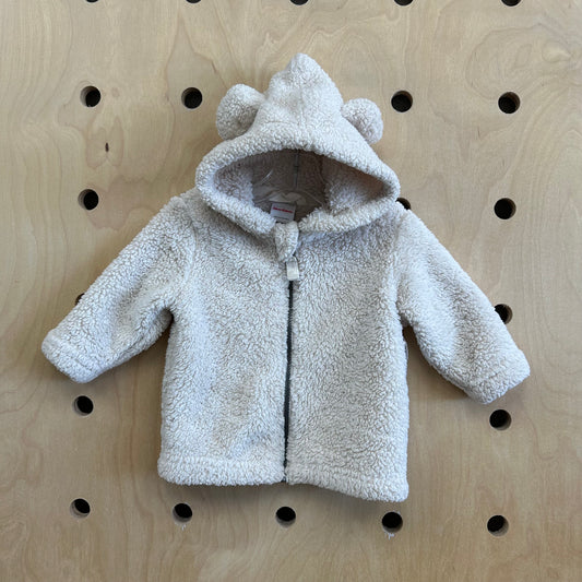 Cream Fuzzy Ears Zip Hoodie