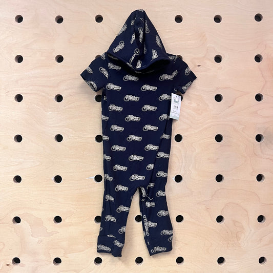 Black Motorcycles Hoodie Bamboo Romper