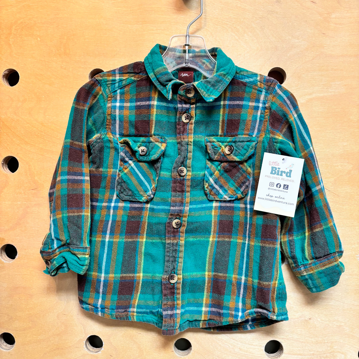 Green/Brown Plaid Button Up
