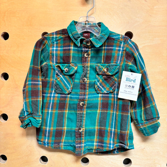 Green/Brown Plaid Button Up