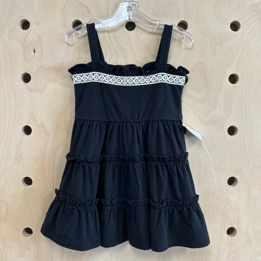 Black & Cream Lace Trim Dress
