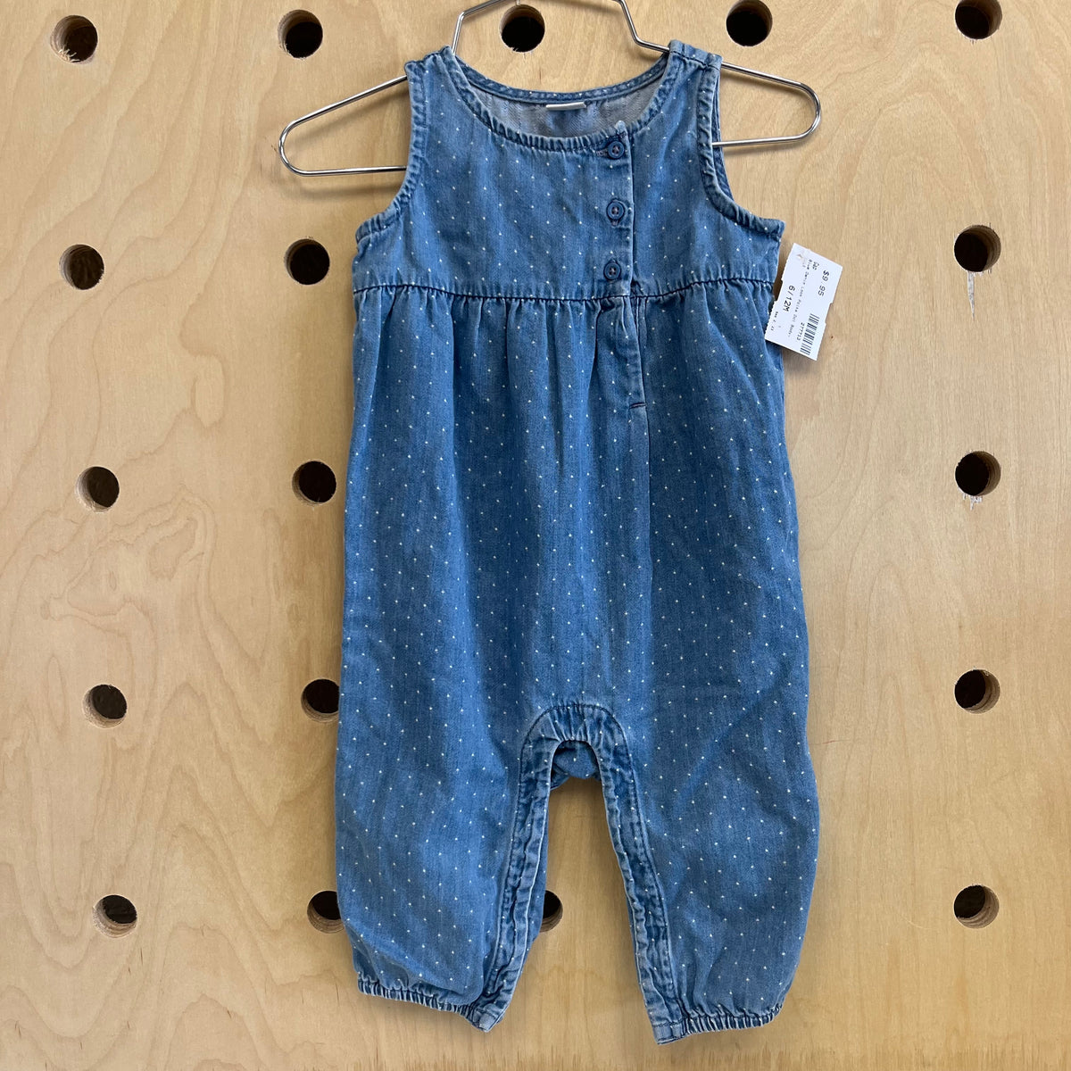 Blue Chambray Polka Dot Romper