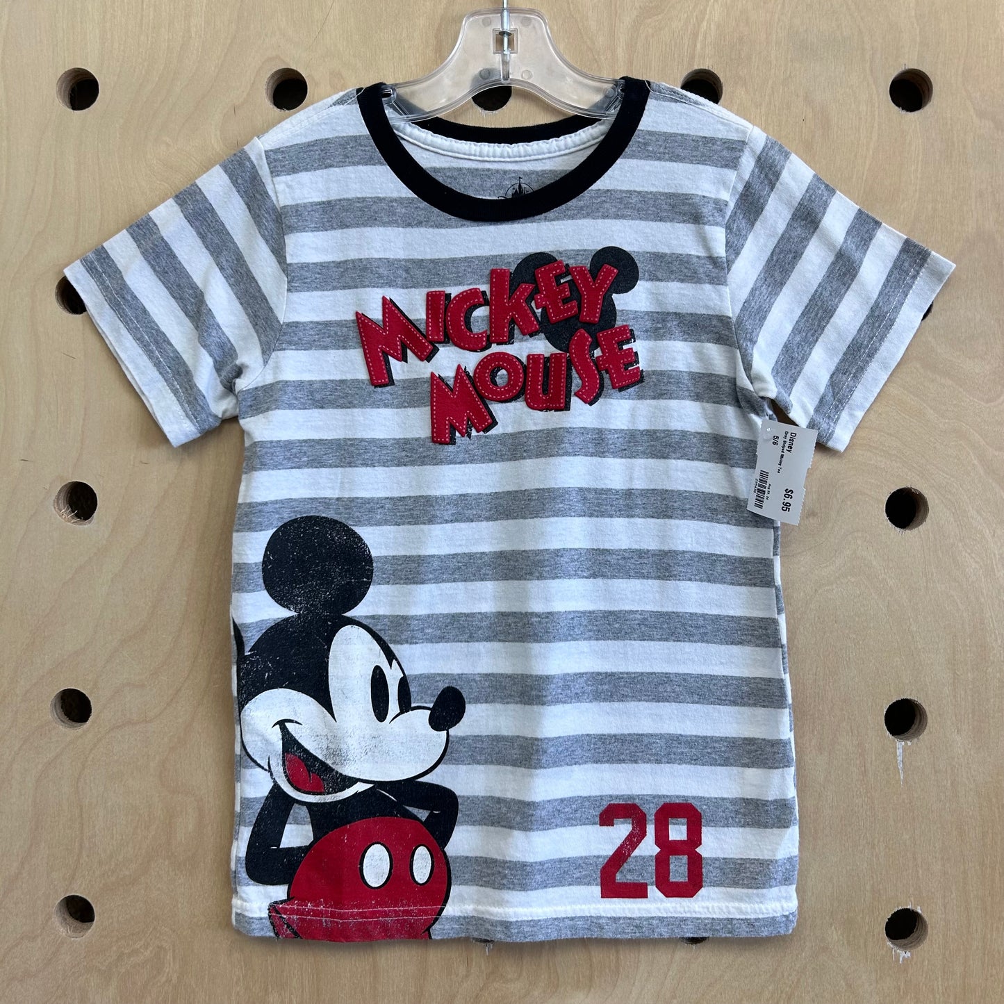 Grey Striped Mickey Tee