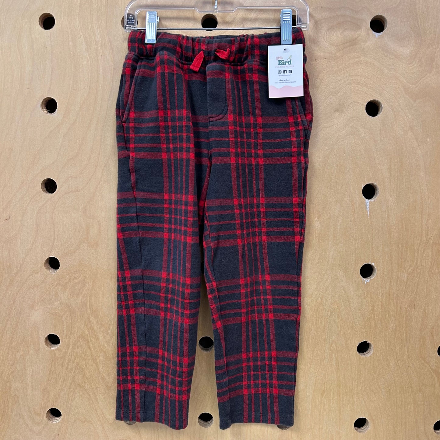 Grey & Red Plaid Flannel Pants