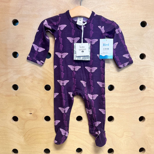 Purple Butterflies Bamboo Footies NEW!