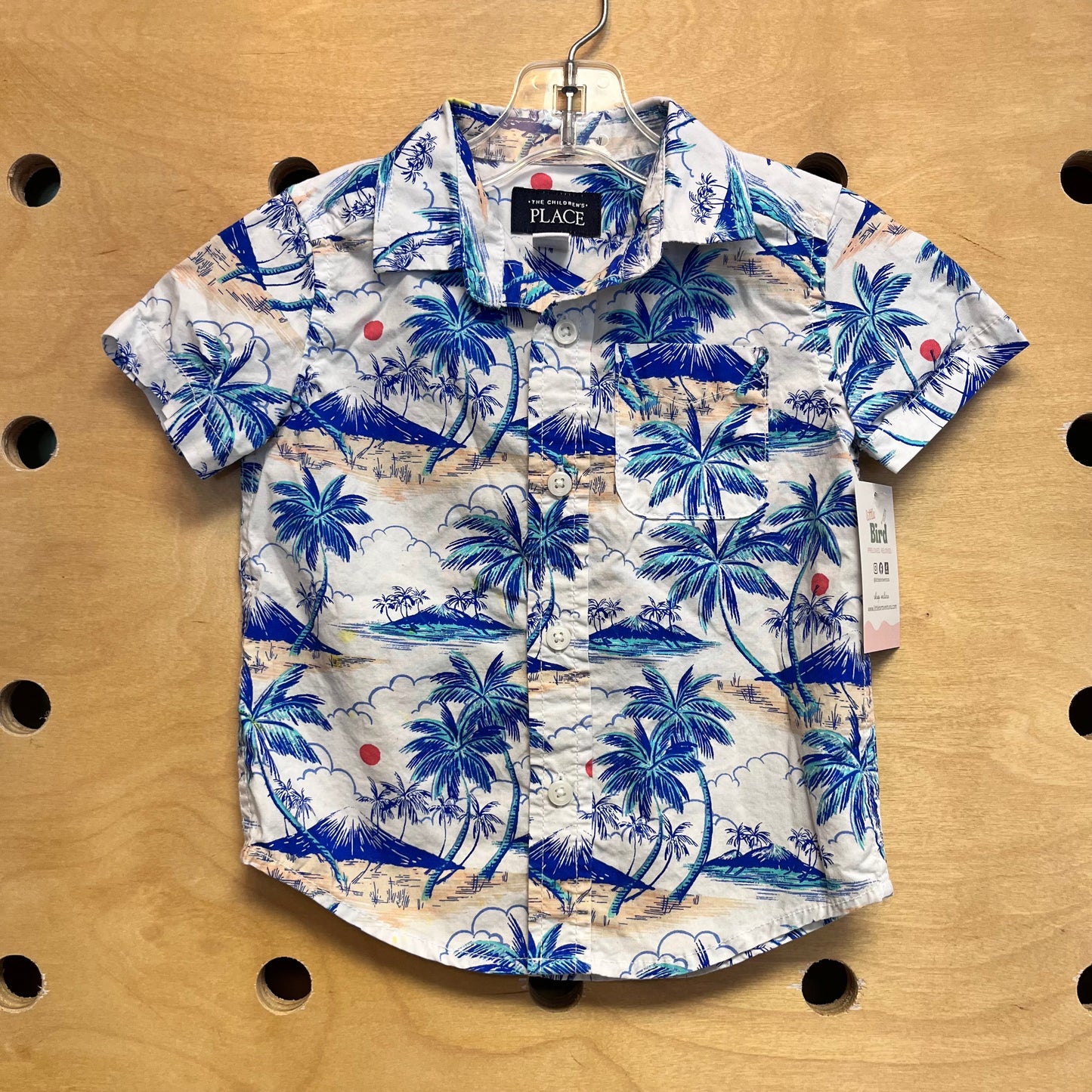 White/Blue Island Button Up