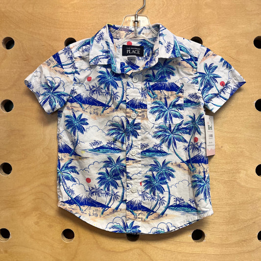 White/Blue Island Button Up