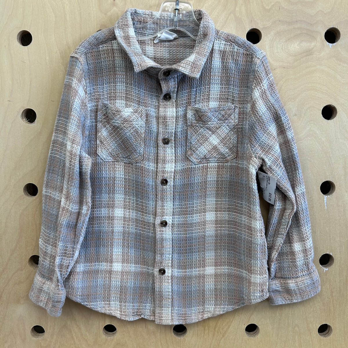 Tan Plaid Waffle Button Up