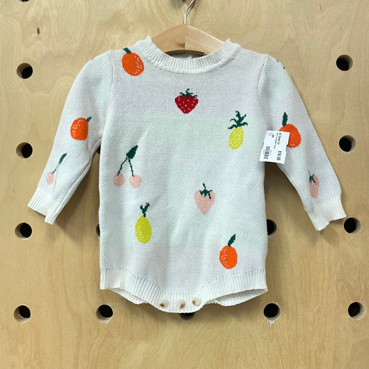 White Fruits Sweater Romper