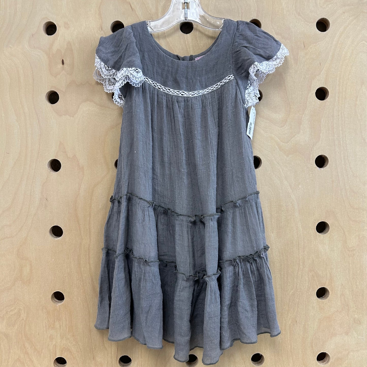 Grey Gauze Ruffle Dress