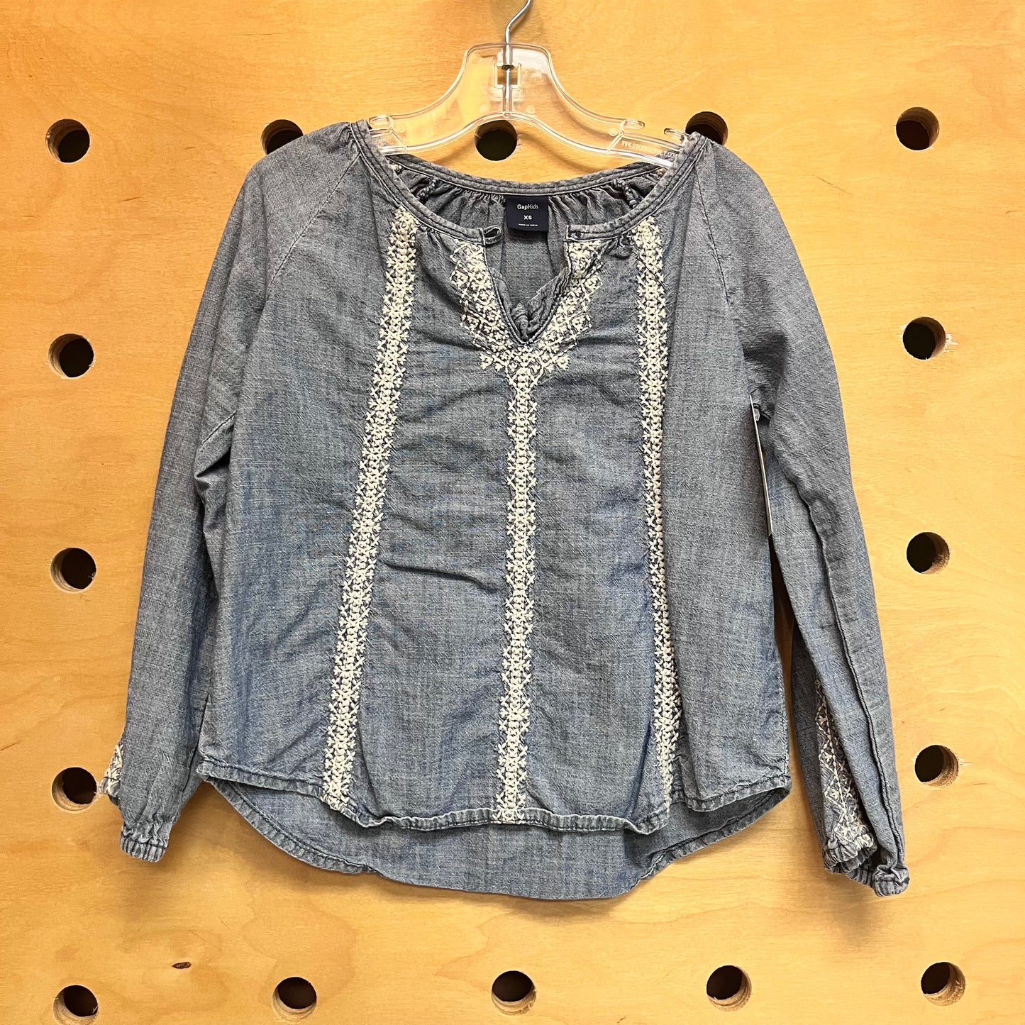 Soft Denim Embroidered LS