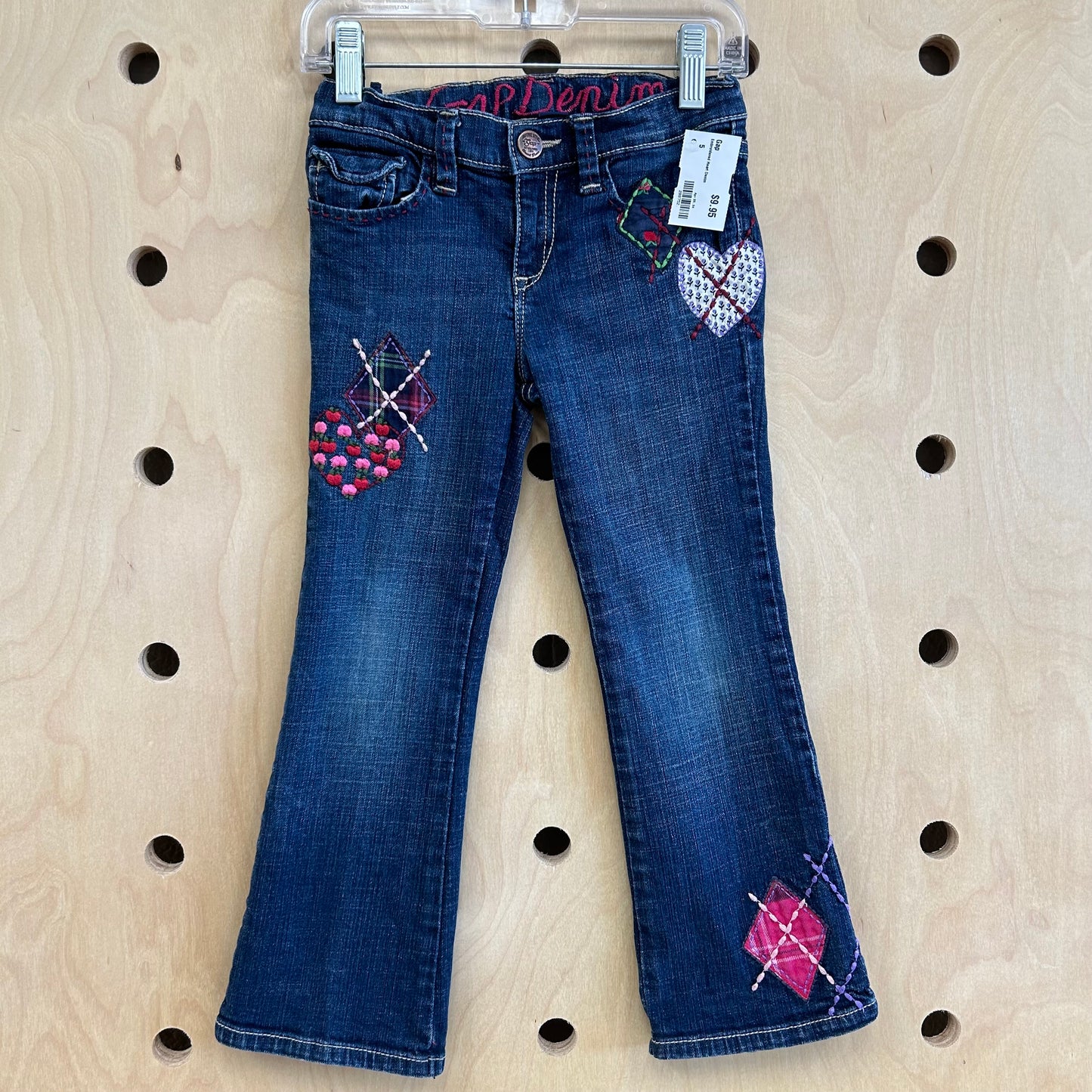 Embroidered Heart Denim