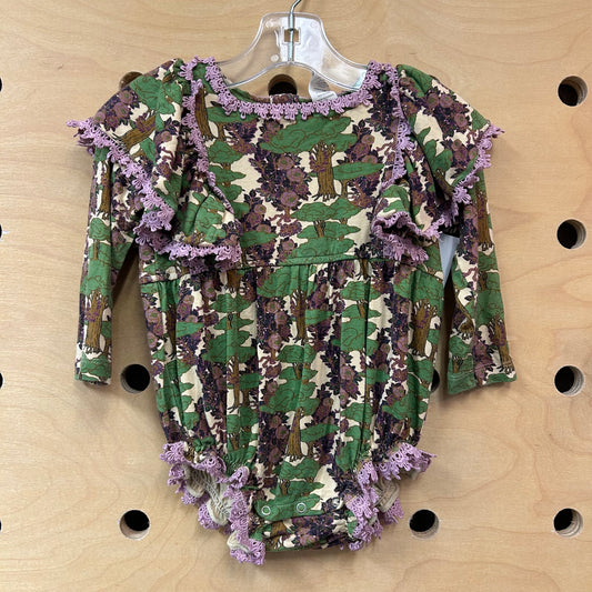 Purple Eyelet & Trees Bamboo Romper