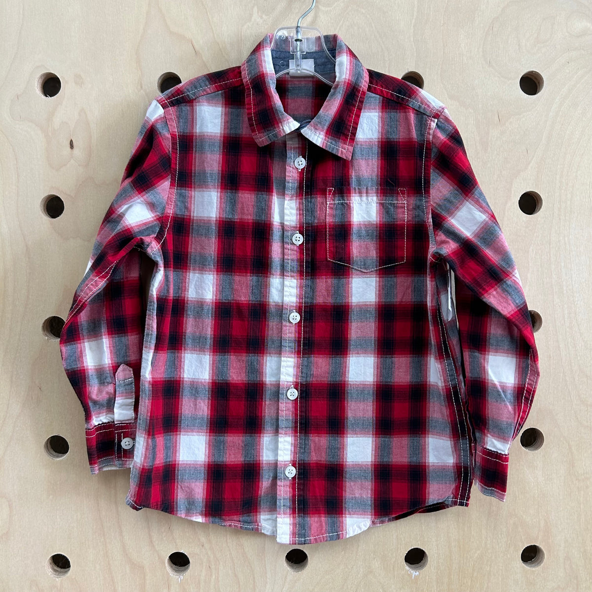 Red Plaid LS Button Up