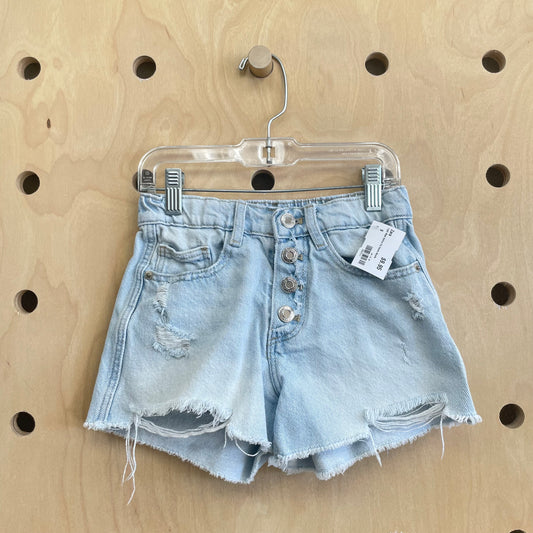 Light Wash Button Fly Denim Shorts