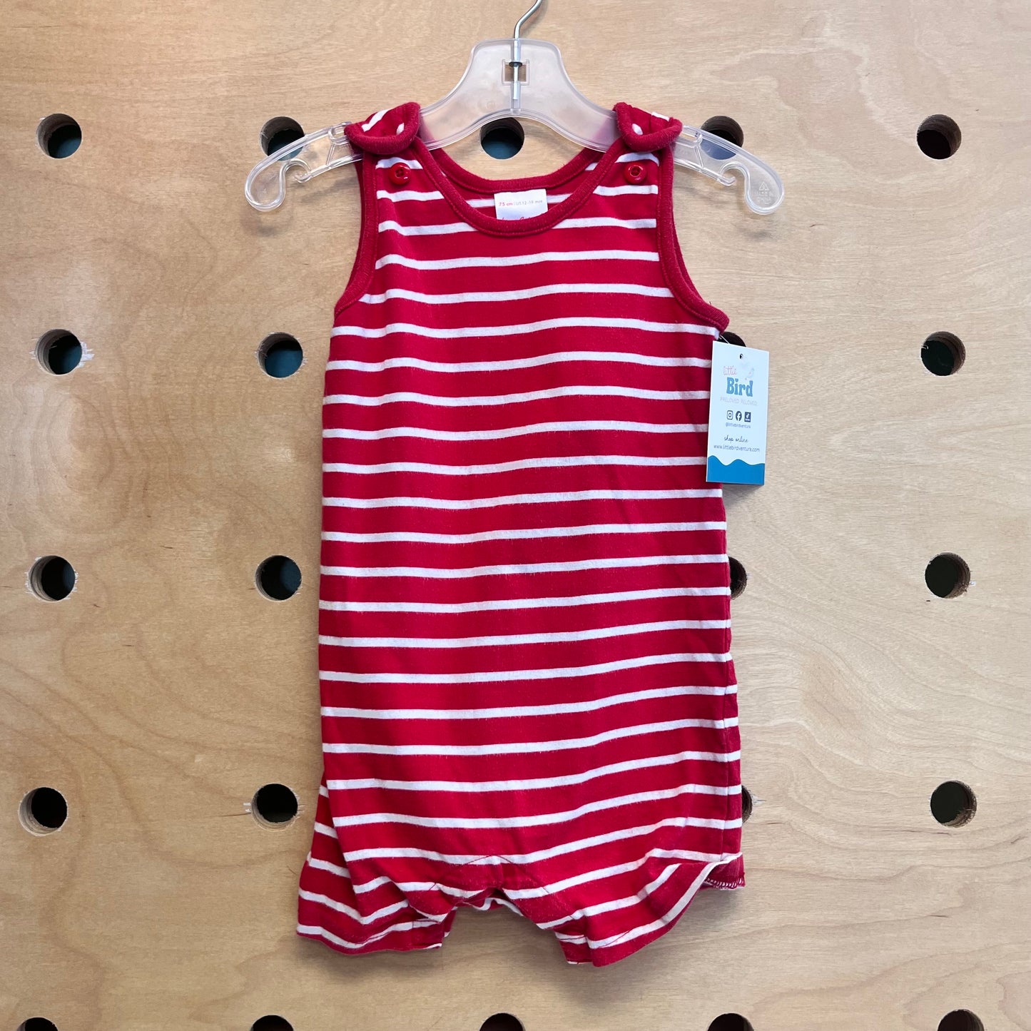Red/White Stripe Cotton Romper