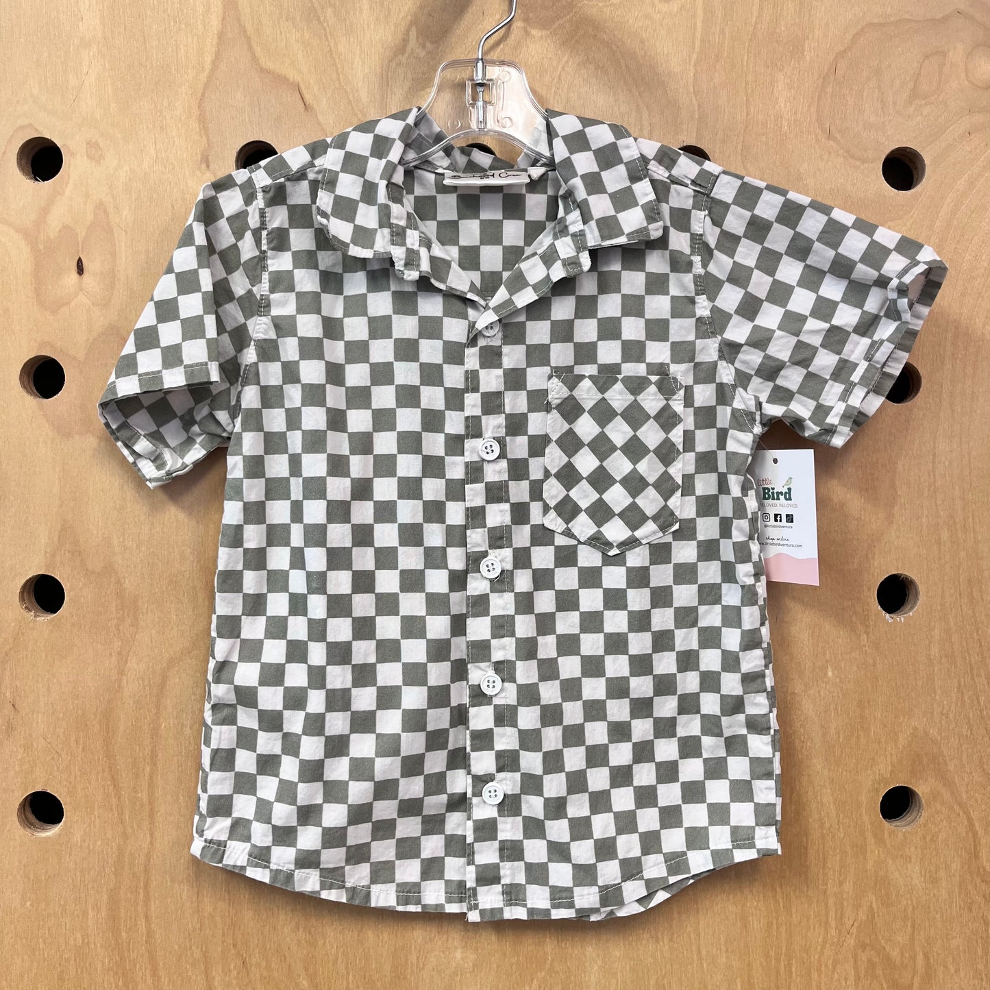 White/Tea Checkered Button Up