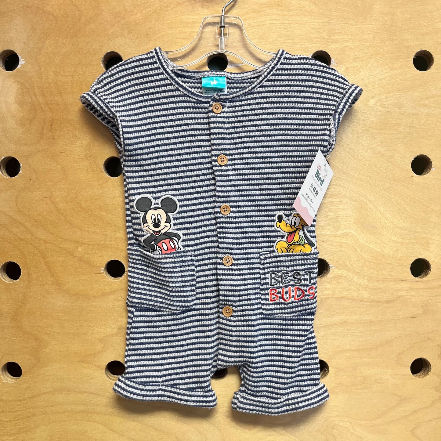 Blue/White Stripe 'Best Buds' Romper