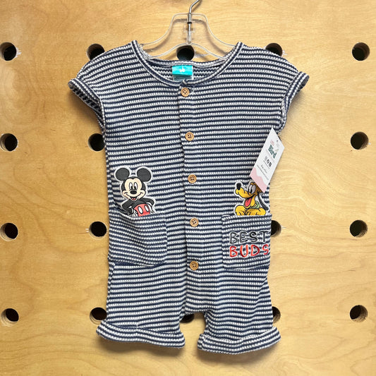 Blue/White Stripe 'Best Buds' Romper