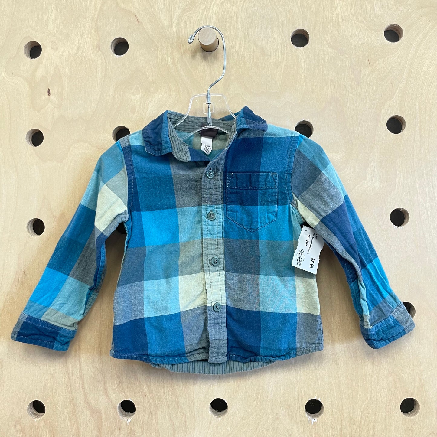 Blue & Green Plaid Button Up