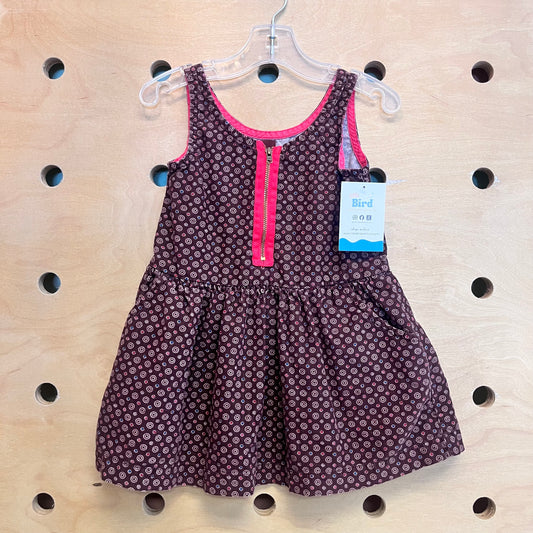 Brown Cord Circles 1/4 Zip Dress