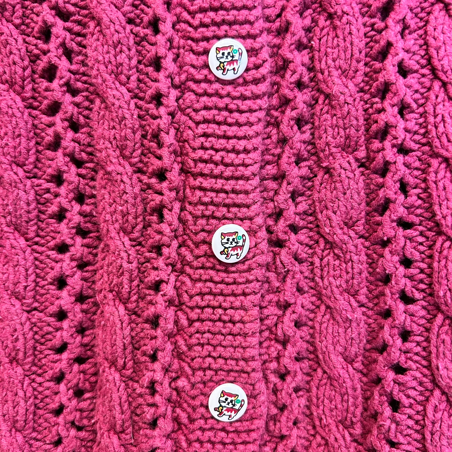Plum Kitty Button Sweater
