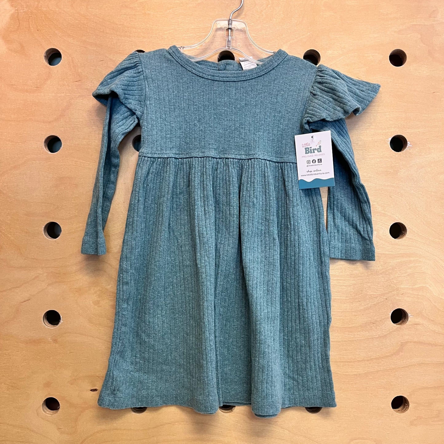 Organic Ribbed Teal Dress