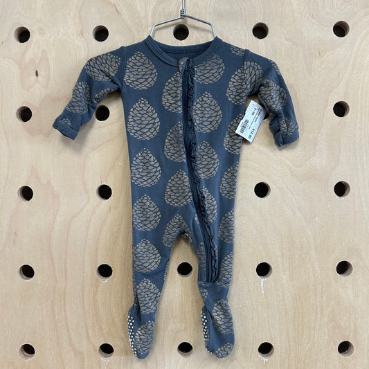 Grey & Gold Pinecone Bamboo Zippy