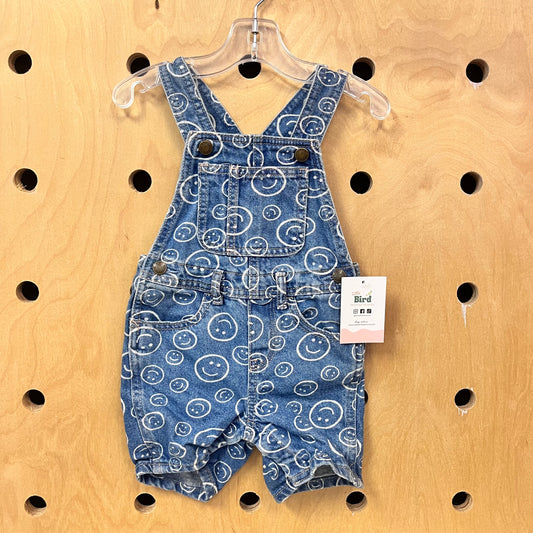 Denim Smiley Face Shortalls